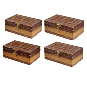 MEENAKARI ENAMEL PRODUCTS Combo Of 4 Pieces (6x4 Inches) Handicraft Jewellery Box Wedding Gift Box Meenakari Wooden Box Vanity Box. Jewellery Bangle Earrings Necklace Vanity Box