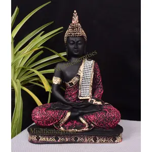 SAHARANPUR HANDICRAFTS 9 inch Gautam Buddha Meditating Statue showpiece Idol Home dcor Office Gifts(Red Color)