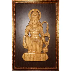 SAHARANPUR HANDICRAFTS Hanuman Ji Murti Wall Hanging wooden Lord Balaji Bajrangbali Sankat Mochan Maruti Idol handicrafts Showpiece Home Dcor an pooja for God 54cm lengthclear1 in Box