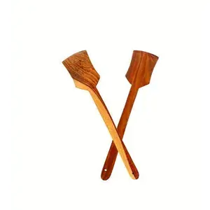 SAHARANPUR HANDICRAFTS Handmade Wooden Serving & Cooking Spoon Kitchen Tools Utensil (PALTA and DOSA/ROTI) Pack of 2