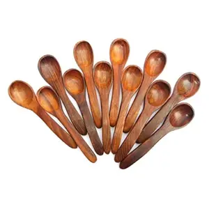 SAHARANPUR HANDICRAFTS SAHARANPUR HANDICRAFTS Elegant Set Of 5.5'' Small (Spice/Tea) Wooden Spoon Set Of 12