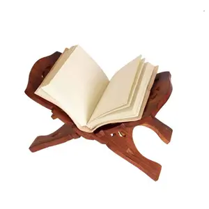 SAHARANPUR HANDICRAFTS Wooden Rehal Holy Book Stand for Reading Books | Handmade Display Holder/Bookstand/Religious Places Rehal Stand for Reading Quran Geeta Guru Granth Sahib Bible | Brown | 11.5 Inch