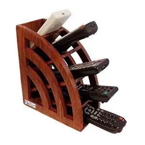 SAHARANPUR HANDICRAFTS Wooden Stylish Remote Stand/Remote Holder/Remote Organizer for tv and AC remotes (Curve)