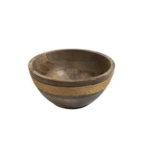 SAHARANPUR HANDICRAFTS Wooden Serving Bowl for Kitchen & Dining | Handmade Snacks Bowl/Soup Serve-Ware/Salad Bowl/Fruit Bowl for Home | Brown