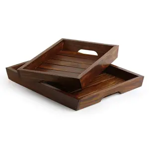 SAHARANPUR HANDICRAFTS :- Wooden Tray Serving Tray Antique Designing Kitchen Used Tray for Kitchen Used and Decoration