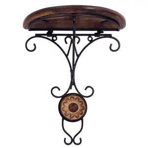 SAHARANPUR HANDICRAFTS 100% Good Beautiful Wood Wrought Iron Fancy Bracket Decorative Corner Hanging Wall Shelf (Brown) Special Price for You