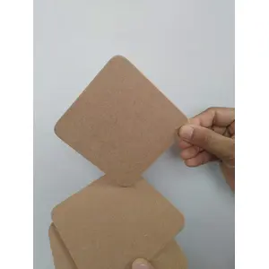 SAHARANPUR HANDICRAFTS Plain Square MDF Decoupage Work DIY Crafts Coasters (4inch)(Brown) -12 Pieces