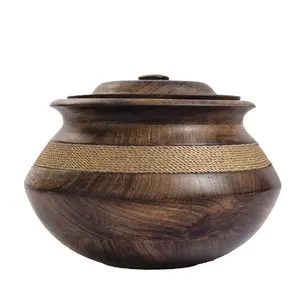 SAHARANPUR HANDICRAFTS Handmade Wooden Handicraft Serving Bowl with Lid Unique Gift Items Bowl for Snacks Pack of 1 (Bowl with Lid)