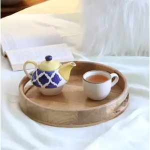Handmade Serving Trays (12 * 12 inches)| Mango Wood Serving Tray | Coffee Table Tray | Serving Tray with Handles | Serving Trays for Home (Mango Wood)
