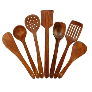 SAHARANPUR HANDICRAFTS Kitchen Speacial by"Hand Crafted Wooden Non sticy Spoons Diwali Gift Item sheesham Wood 7 pc Set.