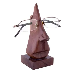 SAHARANPUR HANDICRAFTS Handmade Wooden Nose Shaped Spectacle/Specs/Eyeglass Holder/Stand - 2 pcs