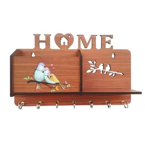 Royal Designer Love Birds Home Wall Key Holder 7 Hooks /Chabi Hanger Brown 25x16 cm