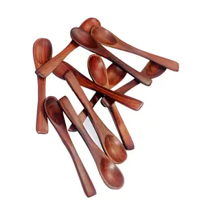 SAHARANPUR HANDICRAFTS Wood Masala Handmade Spoon for Small containersTea Coffee Sugar Condiments and Spices(Set of 12)