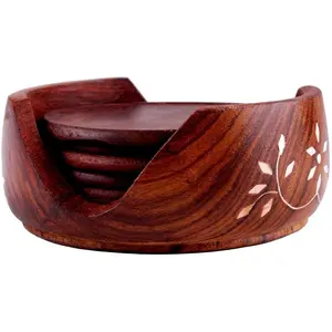 SAHARANPUR HANDICRAFTS Wooden Beautifull Round Shape Design Tea Coffee Coaster Set Cocktail//Drink//Home//Table//Room Decor SHOWPIECE//Decorative Item//Living Room/SHOWPIECE//Office/