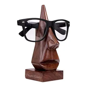 SAHARANPUR HANDICRAFTS Wooden Noise Shaped Spectacle Eyeglass Holder (6.4 cm x 6.4 cm x 15.2 cm Brown CCCS02)