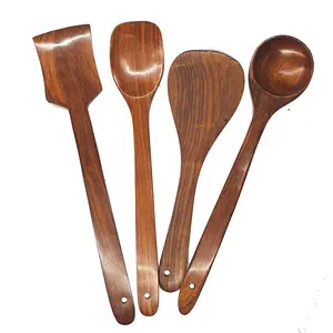 SAHARANPUR HANDICRAFTS Wooden Non-Stick Serving and Cooking Spoon Kitchen Tools Utensil Set of 4