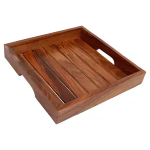 SAHARANPUR HANDICRAFTS Indian Rosewood Handmade and Handcrafted Serving Tray (11 x 11 Inches)