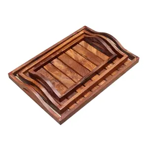 SAHARANPUR HANDICRAFTS :- Wooden Tray Serving Tray Kitchen Used Tray Antique Desinging Tray Handmade & Handcrafted Serving Tray