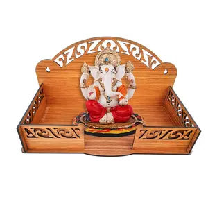 SAHARANPUR HANDICRAFTS Wooden Temple for Home &Office Pooja Mandir 14"x 7.8"x 8"