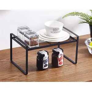 SAHARANPUR HANDICRAFTS Wrought and cast Iron Kitchen Cabinet and Counter Shelf Organizer Storage Spice Rack Black