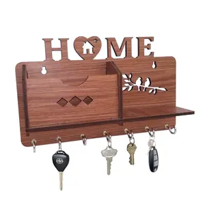 SAHARANPUR HANDICRAFTS Designer Wooden MDF Home 7 Hooks Wall Key Holder/Chabi Hanger (Brown)