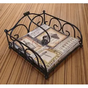 SAHARANPUR HANDICRAFTS Wrought Iron Tissue/Napkin Paper Holder/Box for Dining Table/Kitchen (Black)