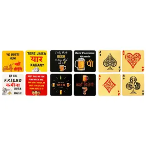 SAHARANPUR HANDICRAFTS Printed Wooden Coasters for Tea Coffee (Set of 12 4x4 Inch) (Friend Beer & Playing Cards)