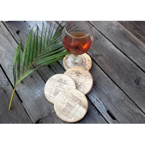SAHARANPUR HANDICRAFTS Round Wooden Table Desk Coasters for Dining Table and Home Decor Restaurants and Hotel - Set of 4