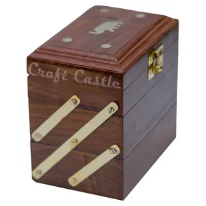 SAHARANPUR HANDICRAFTS Wooden Storage Box (12.7 cm x 13.97 cm x 10.16 cm Clear)
