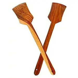 SAHARANPUR HANDICRAFTS Wooden Cookin Spoon Set of 2