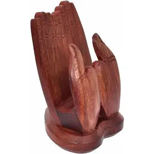 SAHARANPUR HANDICRAFTS Sheesham (Rosewood) Mobile Phone Holder | Creative Cute Natural Wooden Cell Phone Stand - Can Hold Any Size Phone for Home Office Table Decor