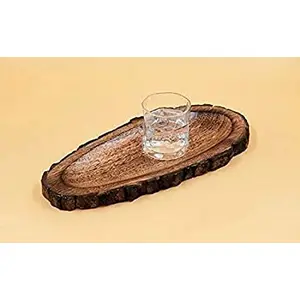 SAHARANPUR HANDICRAFTS Wooden Tray Papaya ShapeWooden Serving Tray/Platter for Home and Kitchen