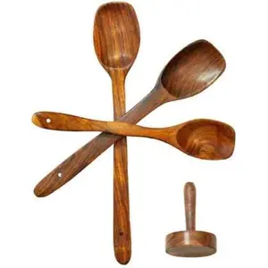 SAHARANPUR HANDICRAFTS Wooden Spoon Sarving Spoon Cooking Spoon Set