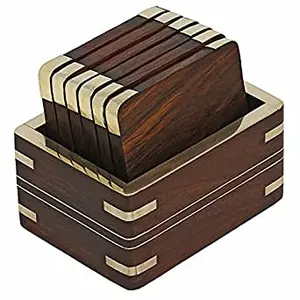 SAHARANPUR HANDICRAFTS Wooden Drink Coasters Wood Table Coaster Set of 6 for Tea Cups Coffee Mugs Beer Cans Bar Tumblers and Water Glasses