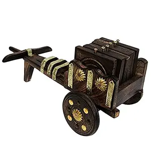 SAHARANPUR HANDICRAFTS Wooden Antique Beautiful Wooden Bullock Cart Shaped Tea Coffee Coaster Set