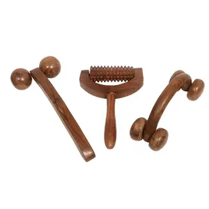 SAHARANPUR HANDICRAFTS Sheesham Wooden Easy-to-use & carry Hand Roller Body/Foot Massager- Stress Relief- Acupressure- Set of 3