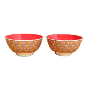 SAHARANPUR HANDICRAFTS Melamine Bowl Set | 6 Inch 650 ML 650 ML 2 Tone Coloured Round Bowl Set of 2| Vegetable Bowl | Snack Bowl | Soup Bowl | Mini Serving Bowl Set of 2 (VAMI 2 Tone)