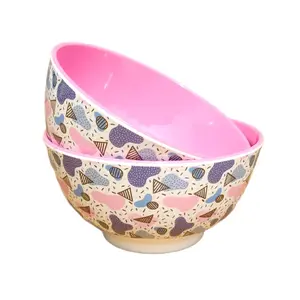 SAHARANPUR HANDICRAFTS Melamine Bowl Set | 6 Inch 650 ML 2 Tone Coloured Round Bowl Set of 2| Vegetable Bowl | Snack Bowl | Soup Bowl | Mini Serving Bowl Set of 2 (Jelly Bowl)