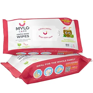 Mylo Care Baby Wipes with Organic Coconut Oil & Neem (80 Wipes) Ideal for Your Baby's Everyday Skin Care Routine (Non-Lid-2)