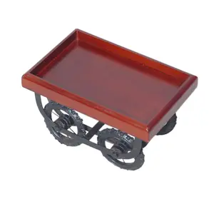 SAHARANPUR HANDICRAFTS Wooden Thelaa Shape Snacks Platter with Havi Movable Wheels& Rubber Tyres Specially Designed to Serve SnacksPakorasSandwihches Tee & Coffi Sarving Plater