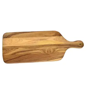 SAHARANPUR HANDICRAFTS Teakwood/Sangwaan Hand Crafted Wooden Chopping Board for Kitchen (Teakwood Tan)