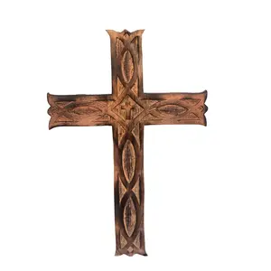 SAHARANPUR HANDICRAFTS Christian Cross for Home/Chruch (Mango Wood Size: 18 x 12 Inches)
