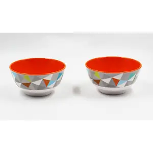 SAHARANPUR HANDICRAFTS Melamine Bowl Set | 6 Inch 650 ML 2 Tone Coloured Round Bowl Set of 2| Vegetable Bowl | Snack Bowl | Soup Bowl | Mini Serving Bowl Set (Bowl Durian 3D)