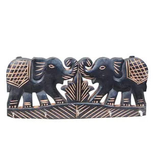 SAHARANPUR HANDICRAFTS Welcome Stylish Wooden Decorative Elephants Key Holder with 5 nobs