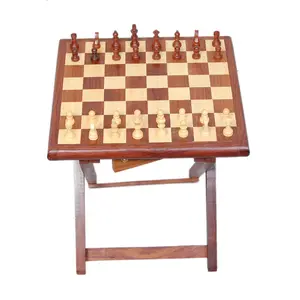 SAHARANPUR HANDICRAFTS Wooden Chass Tabel with Gotti Sisam Wood Folding Chass Tabel Chass Board Wooden Chass Bord Size (12*12*12)