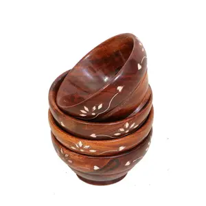 SAHARANPUR HANDICRAFTS Sheesham Wooden Handicraft Snacks Bowls | Handmade Wood Small Serving Bowl/Pyala.