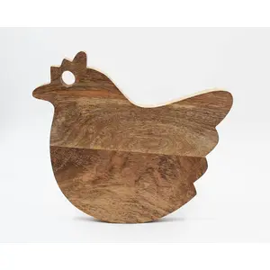 SAHARANPUR HANDICRAFTS Wooden Cutting Board | Hen Shaped Mango Wood Chopping Board/Serving Platter for Kitchen (Hen Shape)
