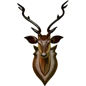 SAHARANPUR HANDICRAFTS deer head wall mounted| wooden deer showpiece product for wall decoration| Show Piece wall decor for living room