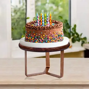SAHARANPUR HANDICRAFTS Cake Stand Wooden for Dining Table | Cake Cutting Holder for Birthdays & Party Full Big Size | Muffin Cup Cake Pizza Serving Multi Purpose Stand Diwali or Deepawali Gifts)