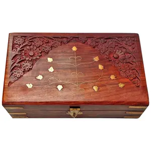 SAHARANPUR HANDICRAFTS Handmade Wooden Jewellery Box for Women Jewel Organizer Handcrafted Carvings Gift Items